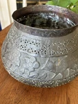 Large Vtg Hand-hammered Pierced Copper Alloy Lantern Bowl Camel Motif. Fixed Price $84.99.