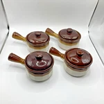 Vintage Stoneware French Onion Soup Crockpots / Bowls With Lids Glazed Pottery 4. Fixed Price $24.99.