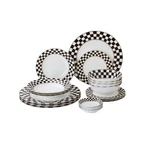 Porlien Checker Pattern 20-PIECE Round Dinnerware Set For 4, Porcelain Dinner.... Fixed Price $106.27.