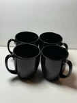 (set 4) Corning Corelle Stoneware Urban Black Coffee Mugs/cups Discontinued. Fixed Price $19.99.