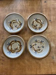 Hand Thrown Pottery Set Of 4 Cereal Bowls 5/8" 16 Oz Blue Brown Signed. Fixed Price $48.00.