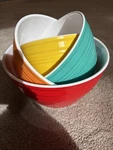 Lot Of 4 - 100% Melamine Mixing Bowls Set ,3 Lids Colorful Nesting Beehive. Fixed Price $50.00.