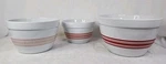 Crate And Barrel Nesting Mixing Bowl Set Of 3 White Porcelain With Red Stripes. Fixed Price $59.99.