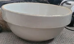 Vintage Stoneware Bowl 10" Round Crock Look Unmarked Tabletop Decoration Fruit. Fixed Price $29.99.
