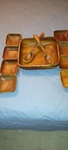 Wooden Salad Set Clean & Beautiful, One Large 12" And 8 Small 6". Fixed Price $34.99.