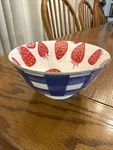 Strawberry Cereal Bowls Blue And Red Set Of 2. Fixed Price $9.99.