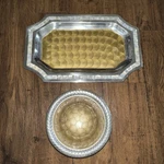 Set 2 Julia Knight Tray Bowl In Mother Of Pearl Champagne Gold Scallops. Fixed Price $85.00.