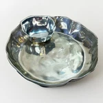 Beatriz Ball Silver Soho Marius Chip & Dip Bowl/ Serving Platter Set W/ Bag. Fixed Price $94.98.