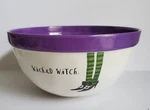 Rae Dunn Halloween Wicked Witch Striped Legs Shoes Melamine Purple/wht 10" Bowl. Fixed Price $12.99.