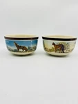 National Wildlife Federation American Wilderness Cereal Bowl Wolf Lynx Cat Lot 2. Fixed Price $32.95.