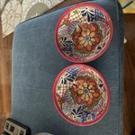 2 Prepara Taco Party Red Bowls Multi Color Festive Pattern New. Fixed Price $16.00.
