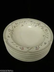 Set Of 7 Mikasa Caressa CAC22 Rimmed Soup Bowls 9-3/8" Euc. Fixed Price $72.91.