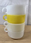 Glasbake Vintage Milk Glass Handle Bowl Soup Mug J-2711 Lot Of 4 Yellow + White. Fixed Price $28.99.