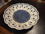 Vintage Boleslawiec Polish Pottery Round Scalloped Large Bowl 11" Serving Dish. Fixed Price $66.00.