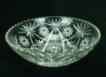 10.5" Crystal Salad Bowl, Anchor Hocking Prescut Clear Glass, Star Pattern, GB03. Fixed Price $19.95.