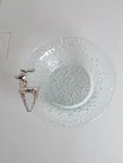 Mud Pie Clear/ Aqua Bubble Glass Bowl W/ Metal Reindeer Embellished Xmas Dish. Fixed Price $49.50.