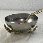 Michael Aram Enchanted Garden Nut Bowl With Spoon Stainless Steel Brass Crystal. Fixed Price $84.50.
