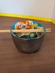 Royal, Ramen Bowl, With Silver Look Outside & Multicolor Inside Chopstick. Fixed Price $13.75.