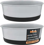 Stainless Steel Dog Bowls Set Of With Extra Thick Silicone Base - 4 Cup (32 Oz. Fixed Price $23.72.