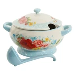 The Pioneer Woman Sweet Rose Turquoise 3.17-QUART Soup Tureen With Ladle. Fixed Price $85.00.