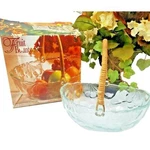 Indiana Glass Fruit Bounty Basket Oval Clear Bowl Rattan Handle Nib New. Fixed Price $20.00.