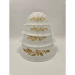 Vintage Sears Golden Harvest Wheat Milk Glass Mixing Bowls Set 4 By Jeannette. Fixed Price $59.99.