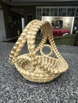 Handmade Gullah Sweetgrass Basket With Handle South Carolina Euc, Two-tone. Fixed Price $45.00.