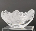 Lalique Compiegne Crystal Bowl Oak Leaf Design France 7.5IN Signed. Fixed Price $225.00.