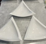 Set (3) Palm Restaurant 12 Triangle White Salad, Serving, Or Centerpiece Bowls. Fixed Price $45.00.