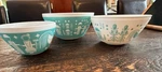 Vintage Charm Inspired By Pyrex Rise Shine Blue Nesting Mixing Bowls 3C 6C 10C. Fixed Price $74.99.