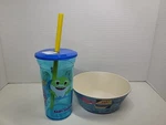 New Pinkfong Baby Shark Zak! Bowl And Cup With Straw Set. Fixed Price $14.99.