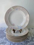 Vintage 80S Mikasa Fine China L9048 Charisma Beige Japan Wide Rim Soup Bowls Set. Fixed Price $39.95.