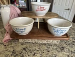 Gibson Ceramic 3.75" X 6.5" White Blue Popcorn/ice Cream Bowls Set Of. Fixed Price $25.00.