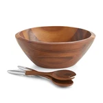Eclipse Salad Bowl Server Set 12.5 Acacia Wood Alloy Serving. Fixed Price $134.47.