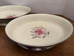 2 - Vintage Flintridge China California Platinum Rose Footed Oval Serving Bowls. Fixed Price $29.99.