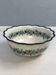Ceramika Artystyczna Polish Pottery 8 Scalloped Serving Bowl Blue Bell Wreath. Fixed Price $44.97.