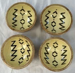Danica Studio Mango Wood Small 4" Diameter Bowls Yellow With Black Ziggy Lines. Fixed Price $25.80.