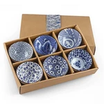 10 Oz Ceramic Rice Bowls 6 Pack Blue White Japanese Style Gift Set. Fixed Price $28.89.