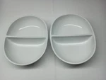 Crate & Barrel Aaron Probyn Divided Bowls Dishes Set Of 2 White. Fixed Price $29.99.