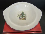Nikko Japan Happy Holidays 10" Vegetable Bowl Green Trim Presents Stars Tree. Fixed Price $21.99.
