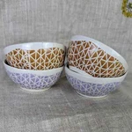 Creative Co-op Patterned Stoneware Bowls Purple And Brown Set Of 4. Fixed Price $16.56.