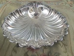 Vintage Crescent Silverplate Seashell Serving Display Dish Dolphit Feet & Candle. Fixed Price $23.74.
