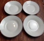 Gibson Everyday Platinum Band Porcelain Party Pack 8" Soup Plates 4 Pieces. Fixed Price $20.00.