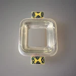 Vtg Pewter Casserole Holder With Mexican Handles, Pyrex Dish Included. Fixed Price $21.00.