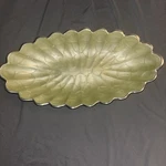 Julia Knight Peony 16 Oval Bowl Kiwi Platter Handmade India. Fixed Price $100.00.