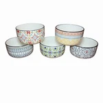 Signature Housewares Set Of 5 Stoneware Soup/cereal Bowls Multiple-color Boho. Fixed Price $29.33.