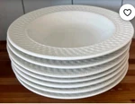 Set Of 8 Oneida Wicker Basket Weave White 9" Large Rim Pasta Soup Bowls Exc. Fixed Price $111.98.