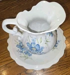 Inarco Blue Floral Pitcher & Bowl Set E-4542 Porcelain Made-japan Vintage Flower. Fixed Price $15.00.
