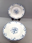 6 Laura Ashley Blue Roses Sophia 8 1/2" Rimmed Soup Bowls. Fixed Price $56.87.