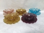 FF72 Set Of 5 Vintage Antique Colony Glass Waffle Bottom Berry Colorful Bowl. Fixed Price $65.00.